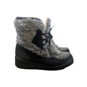 Snowland Vintage Boots Women’s 7 Gray Black Leather‎
